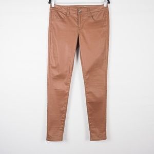 American Eagle Jeggings Coated Stretch Brown 4 Reg